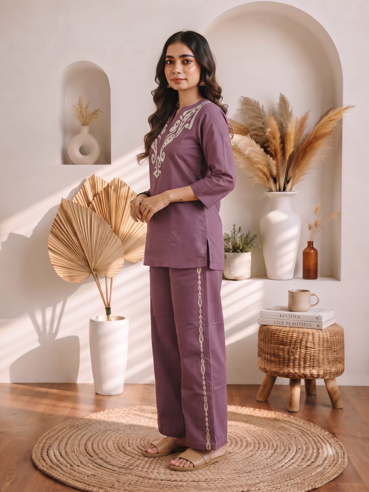 Mauve Mirage Embroidered Co-ord Set - Image 3