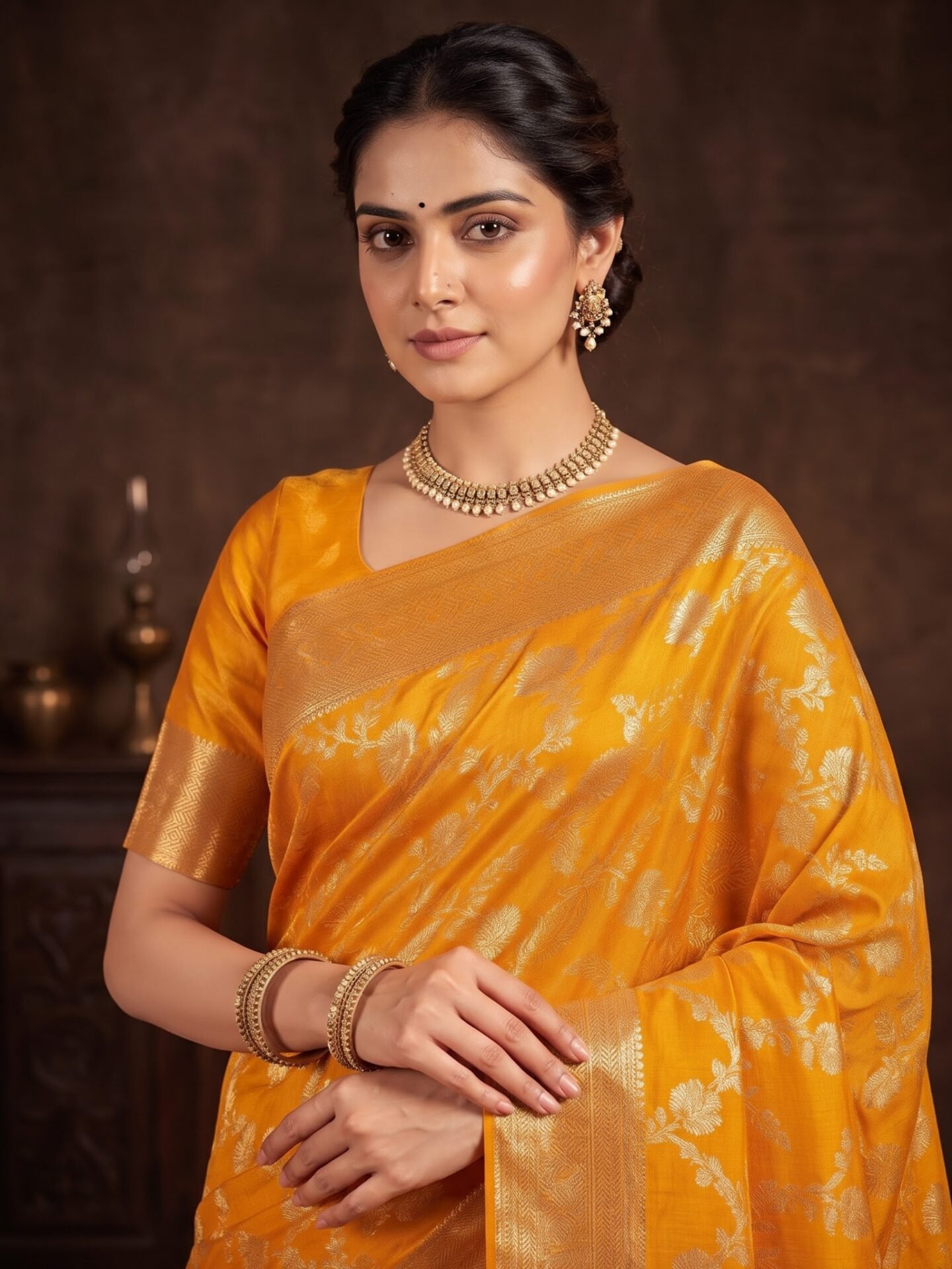 Swarna Ambar Zari Floral Silk Blend Saree - Image 2