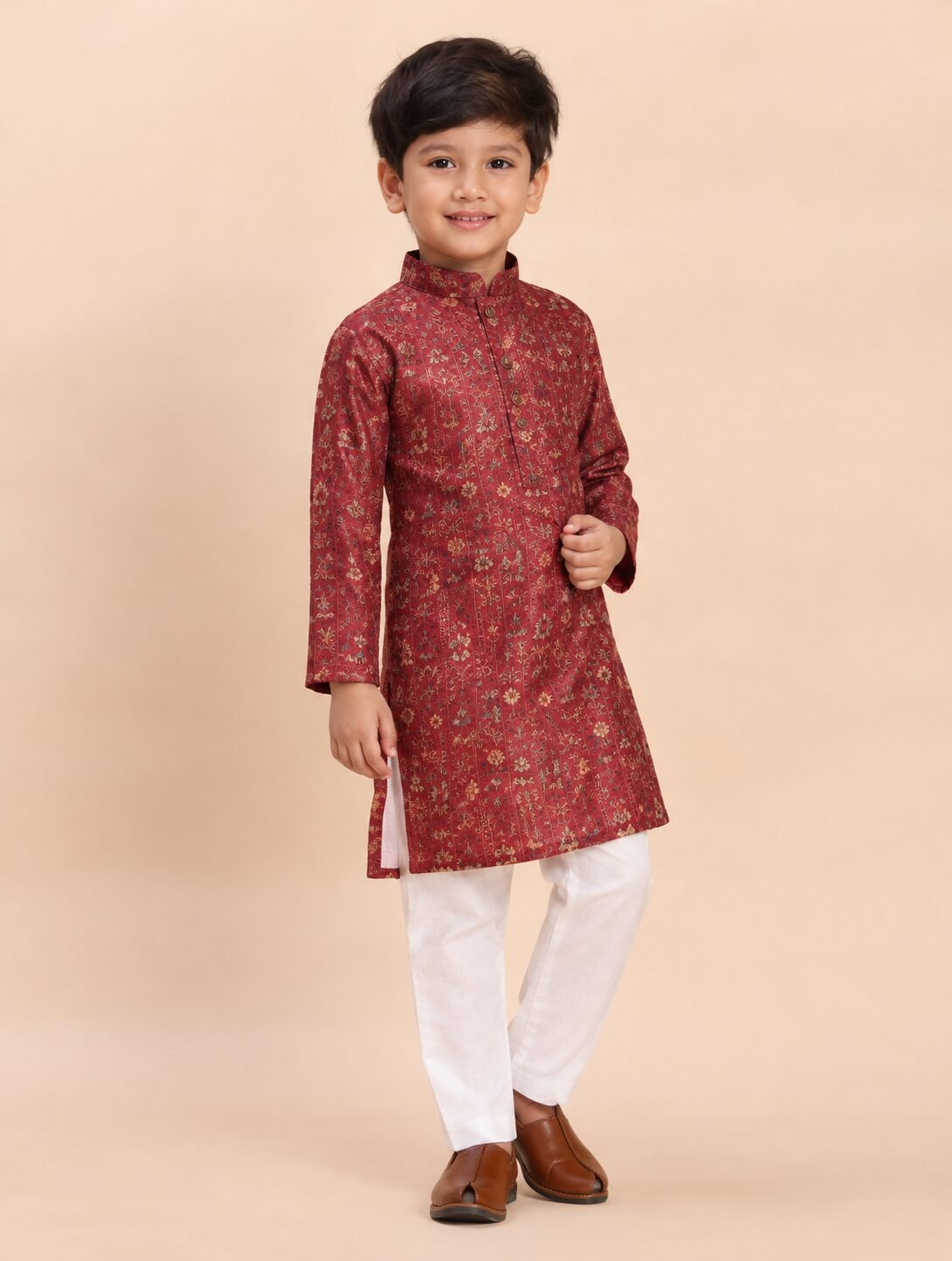 Boys Heavy Cotton Printed Kurta and Pajama Set For Kid's - Image 2